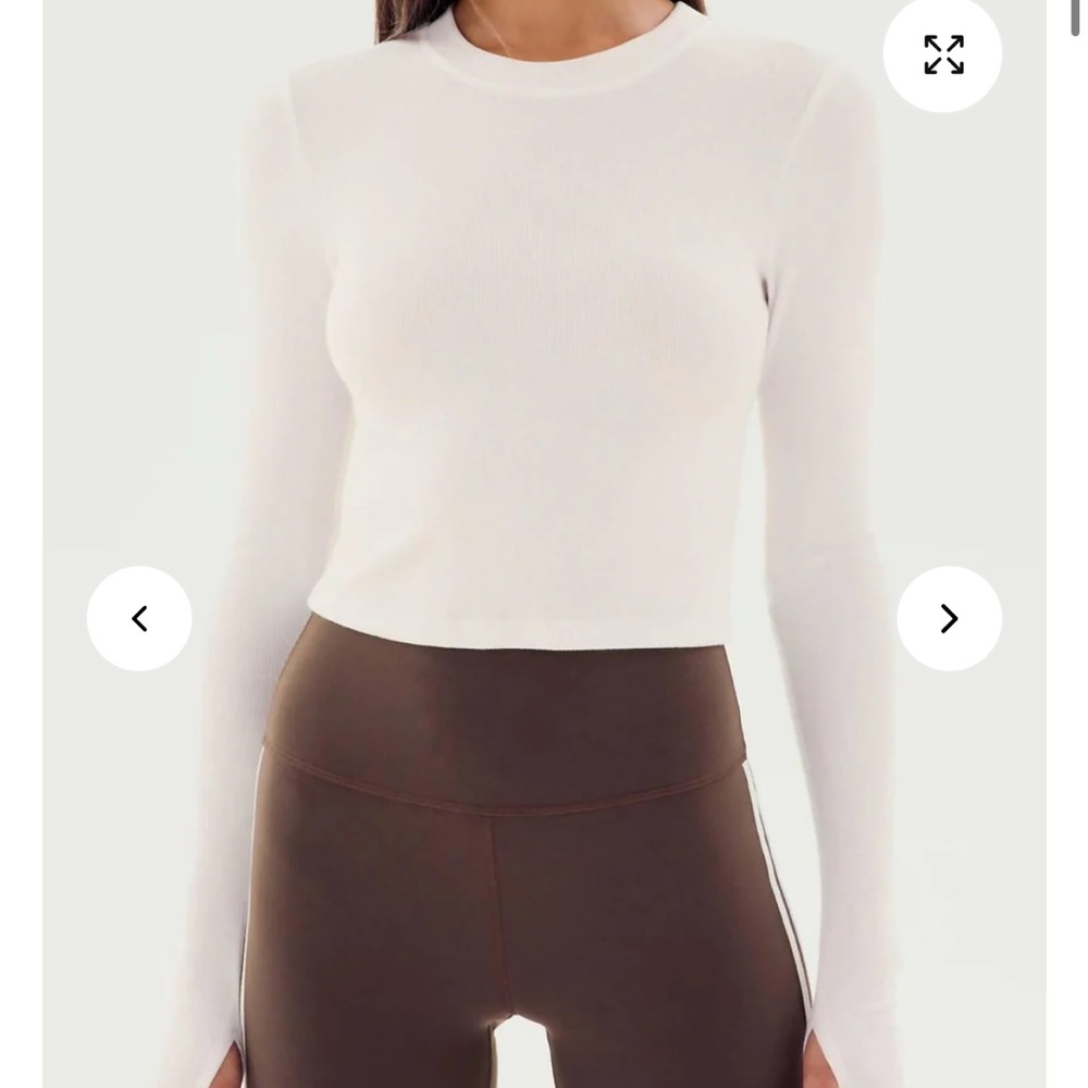 Splits59 White Long Sleeve Louise Cropped Top